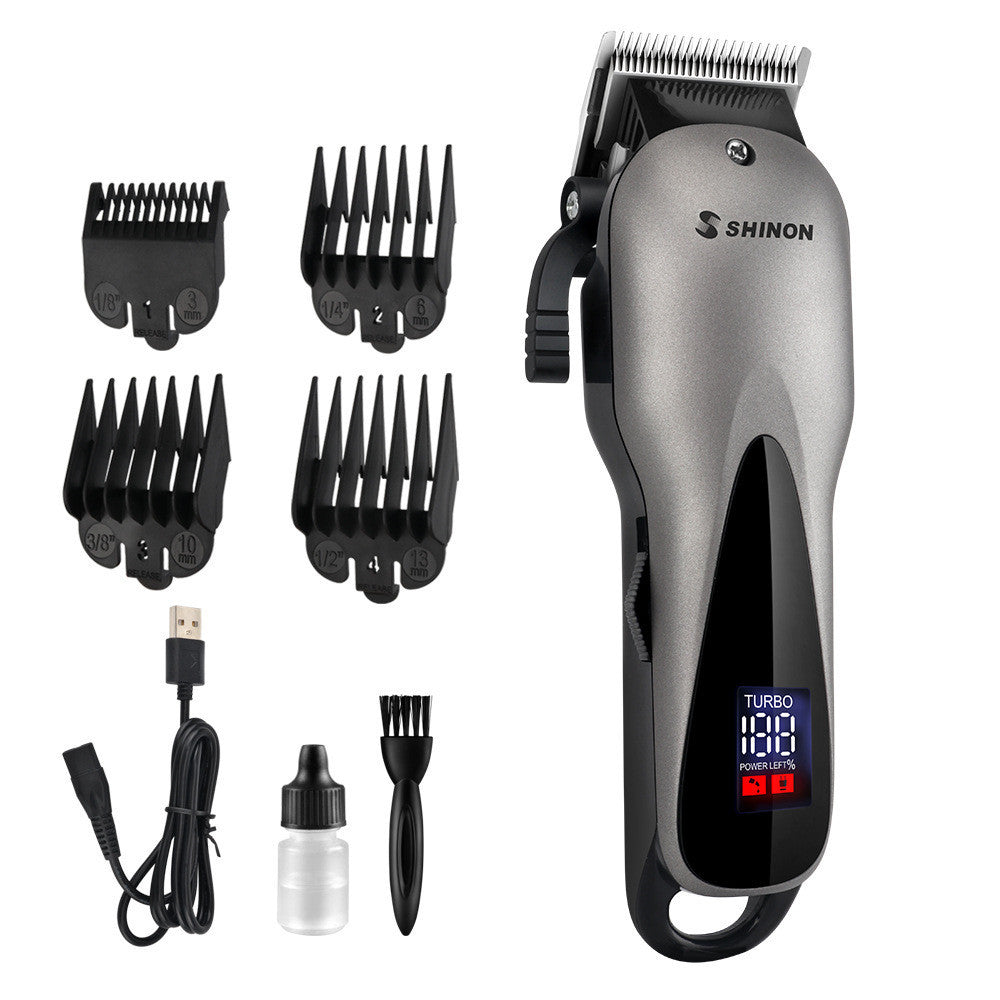 New LED Oil Head Gradient Graffiti Hair Clipper Electric Clipper Rechargeable Electrical Hair Cutter Bald Push White Haircut