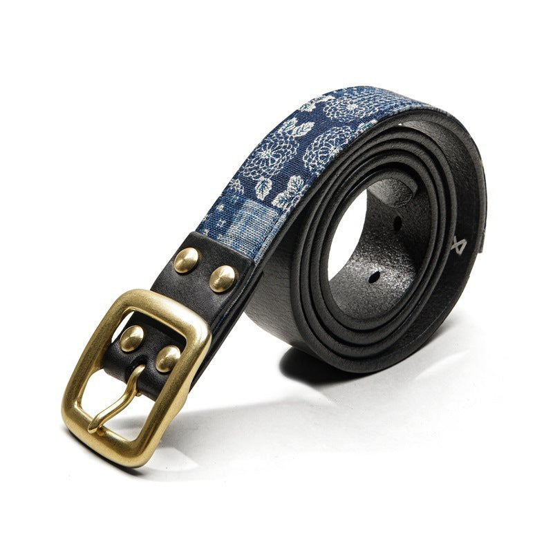Ceinture vintage en cuir de vachette première couche pour homme