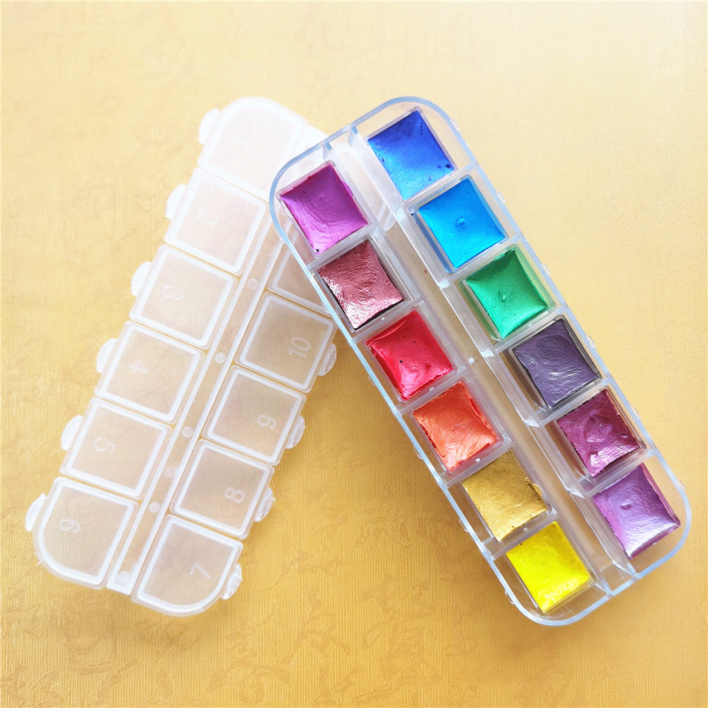 Hand Painted Sketch 12 Colors Solid Pearlescent Watercolor