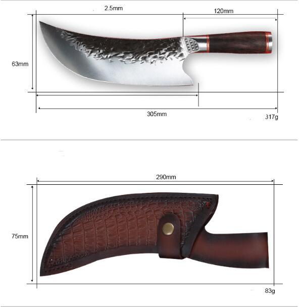 Couteau à désosser à double tête en acier et manche en bois Ustensiles de cuisine