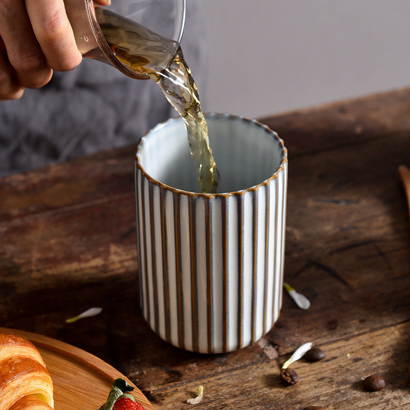 Porcelain Kiln Change Tea Cup Vintage Stripe