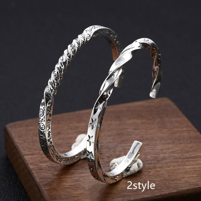 Bijoux en argent sterling, hommes et femmes, personnalisés, étoiles, smiley, lettres