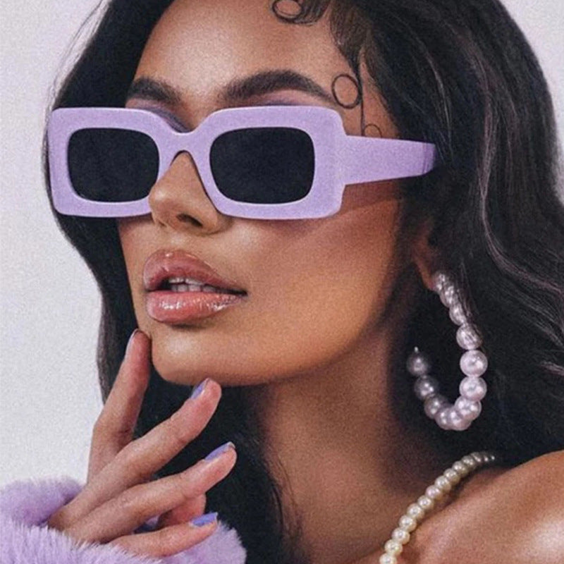 Jelly Color Square Sunglasses Concave Shape