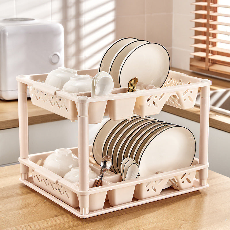 Double Layer Drainage Kitchen Storage Rack