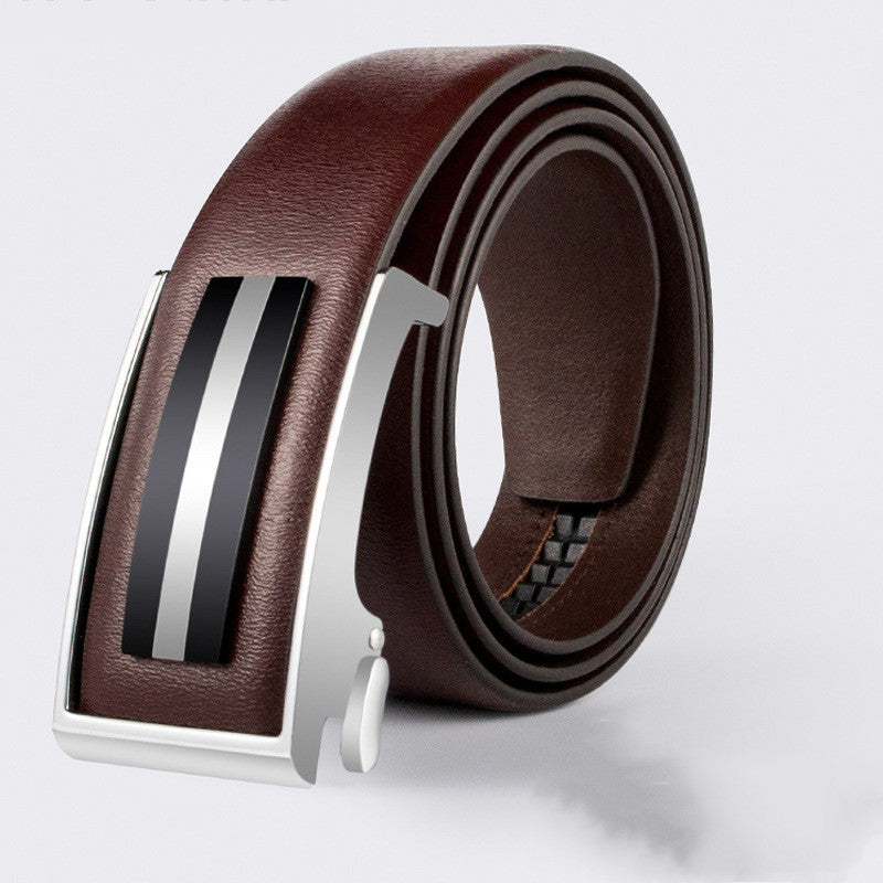Top Layer Men's Genuine Leather Casual Automatic Buckle Belt