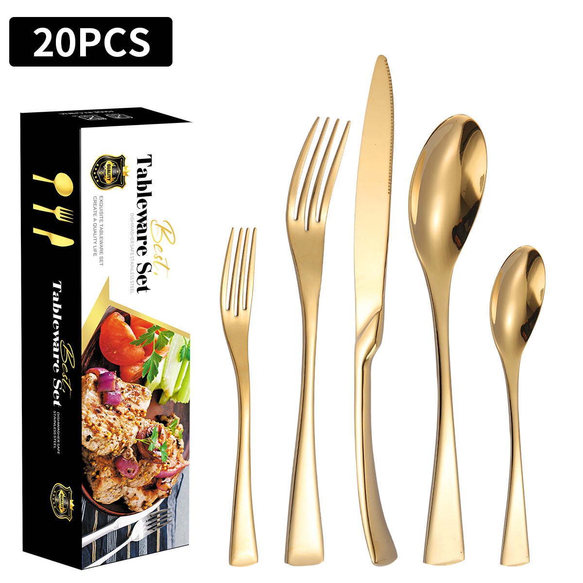 Stainless Steel Tableware Five-piece Steak Knife, Fork And Spoon