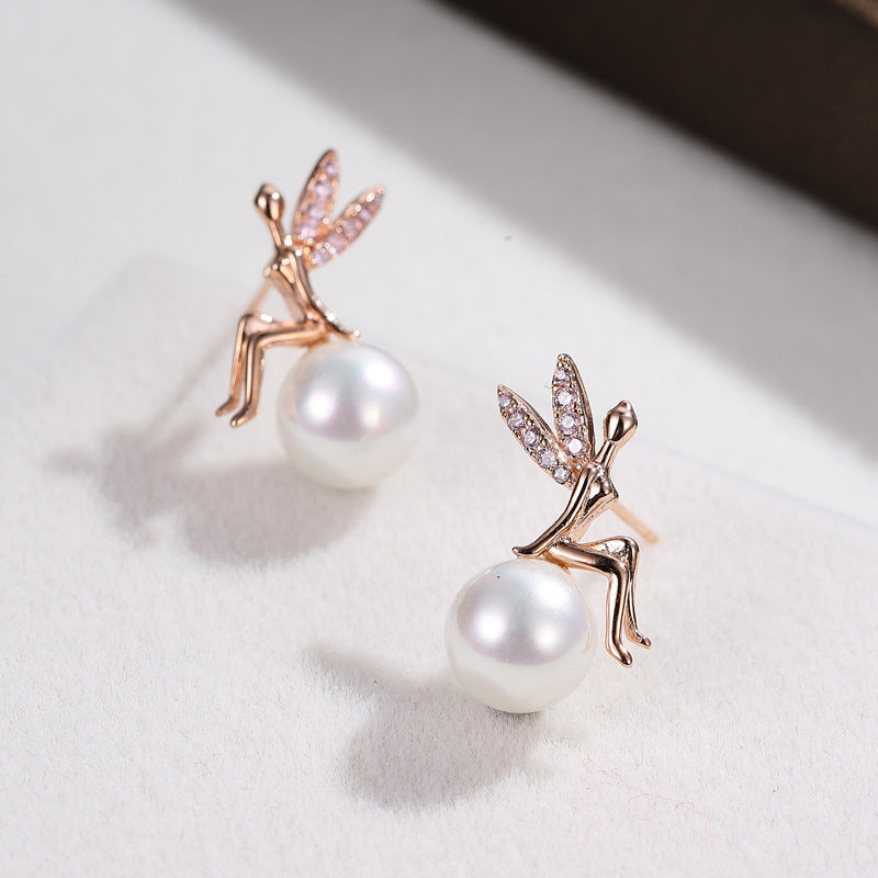 Boucles d'oreilles ange assis en argent