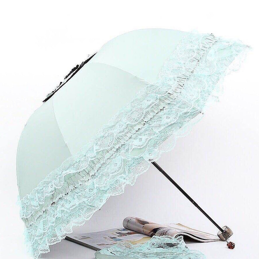 Vinyl Three Foldable Creative Double Layer Lace Umbrella