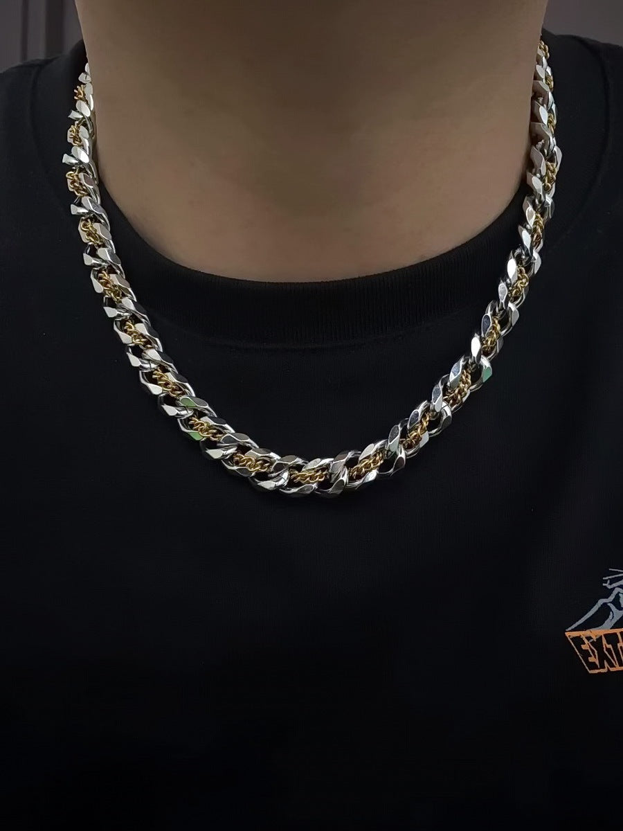 Cuban Golden Titanium Steel Male Clavicle Chain