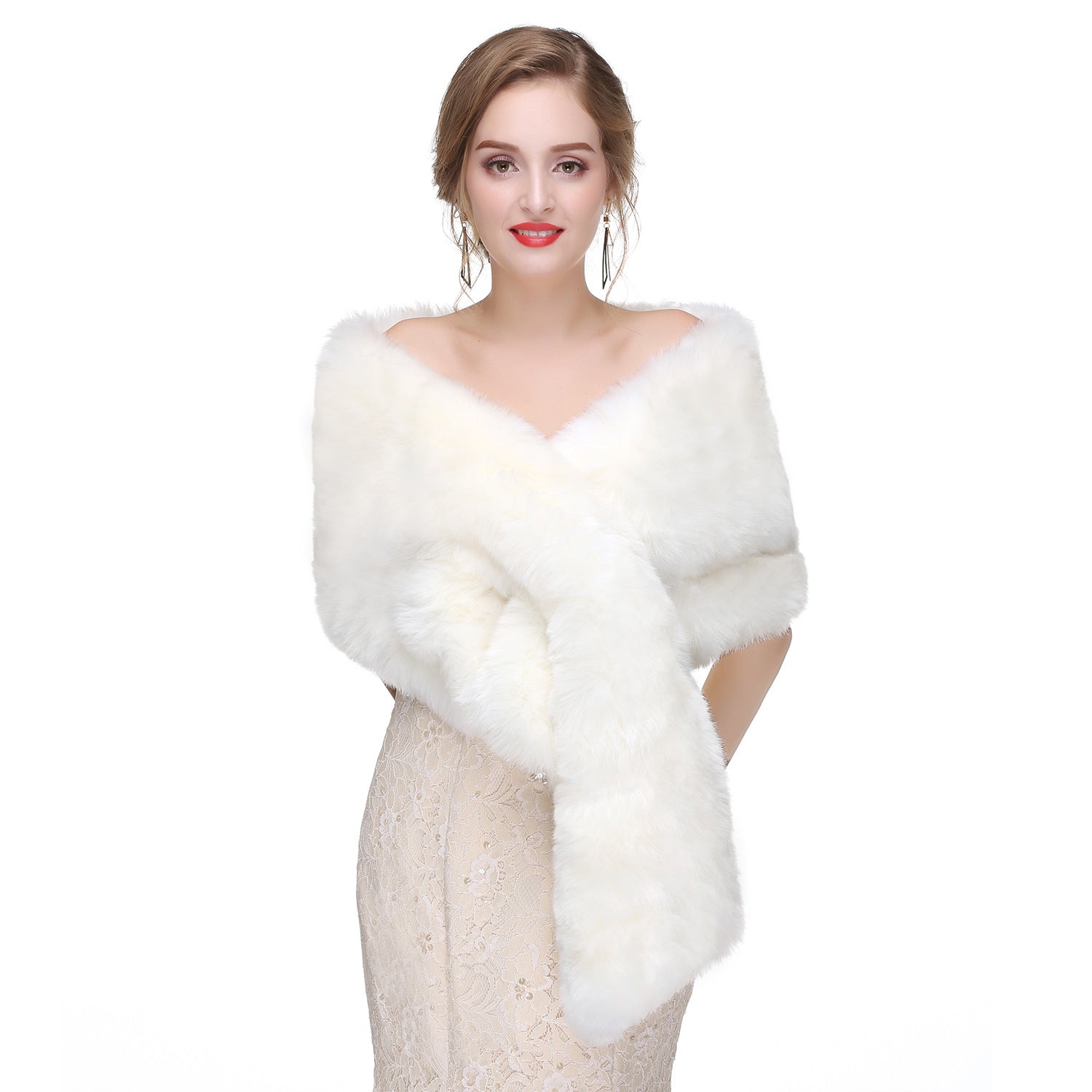 Wedding Dress Fox Fur Waistcoat Winter Warm Fur Shawl
