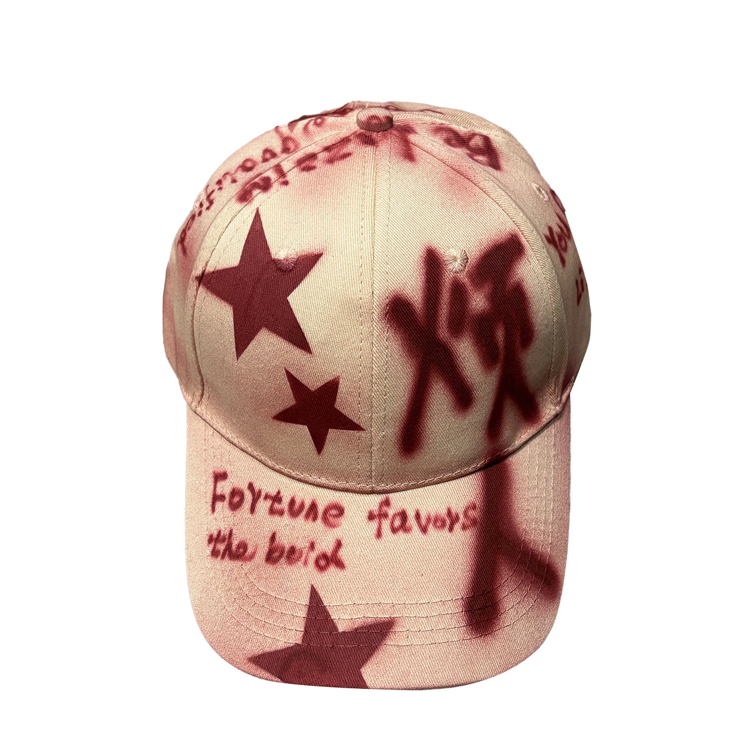 Casquette de Baseball en Coton Pur Hip-hop de Rue Graffiti Chinois Peint à la Bombe