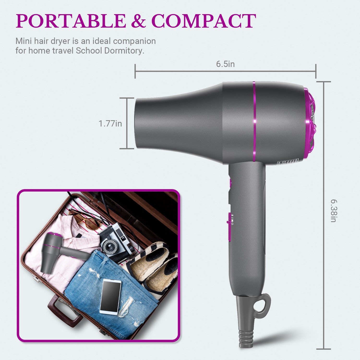 A Constant Temperature Household Hair Dryer Is Compact