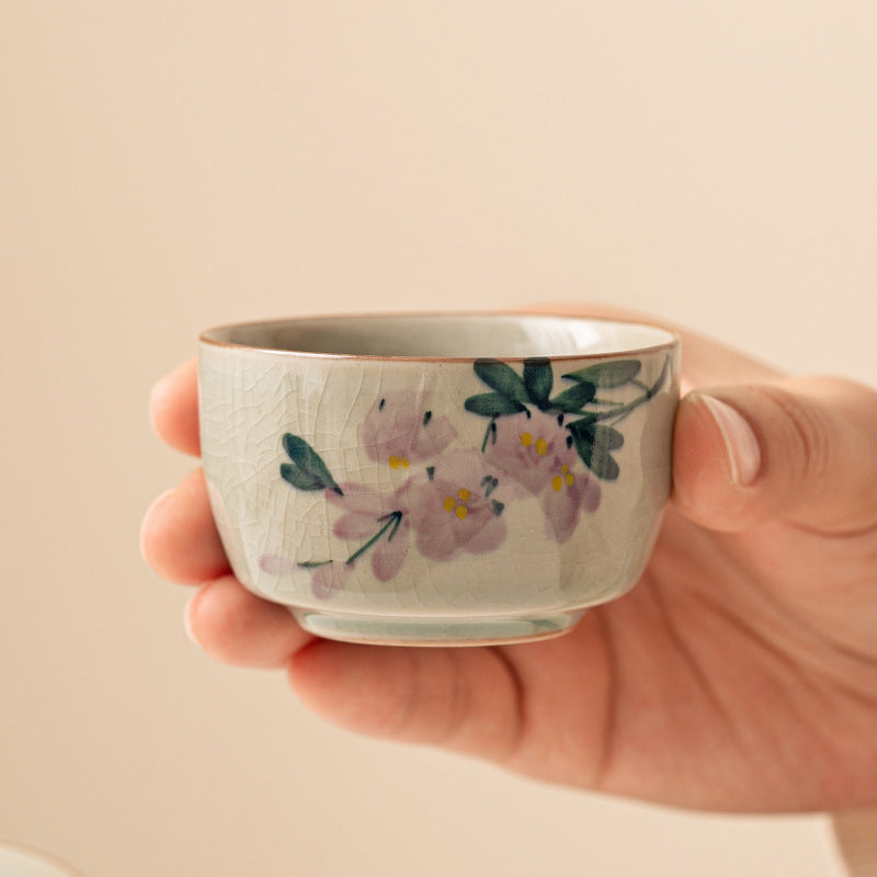 Pure Hand Drawing Borneol Magnolia Master Cup Household Ceramic Cup Tea Brewing Cup