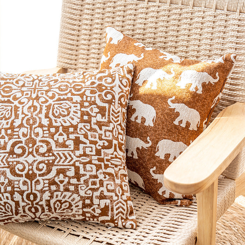 Ethnic Style Yarn-dyed Elephant Throw Pillow Cushion