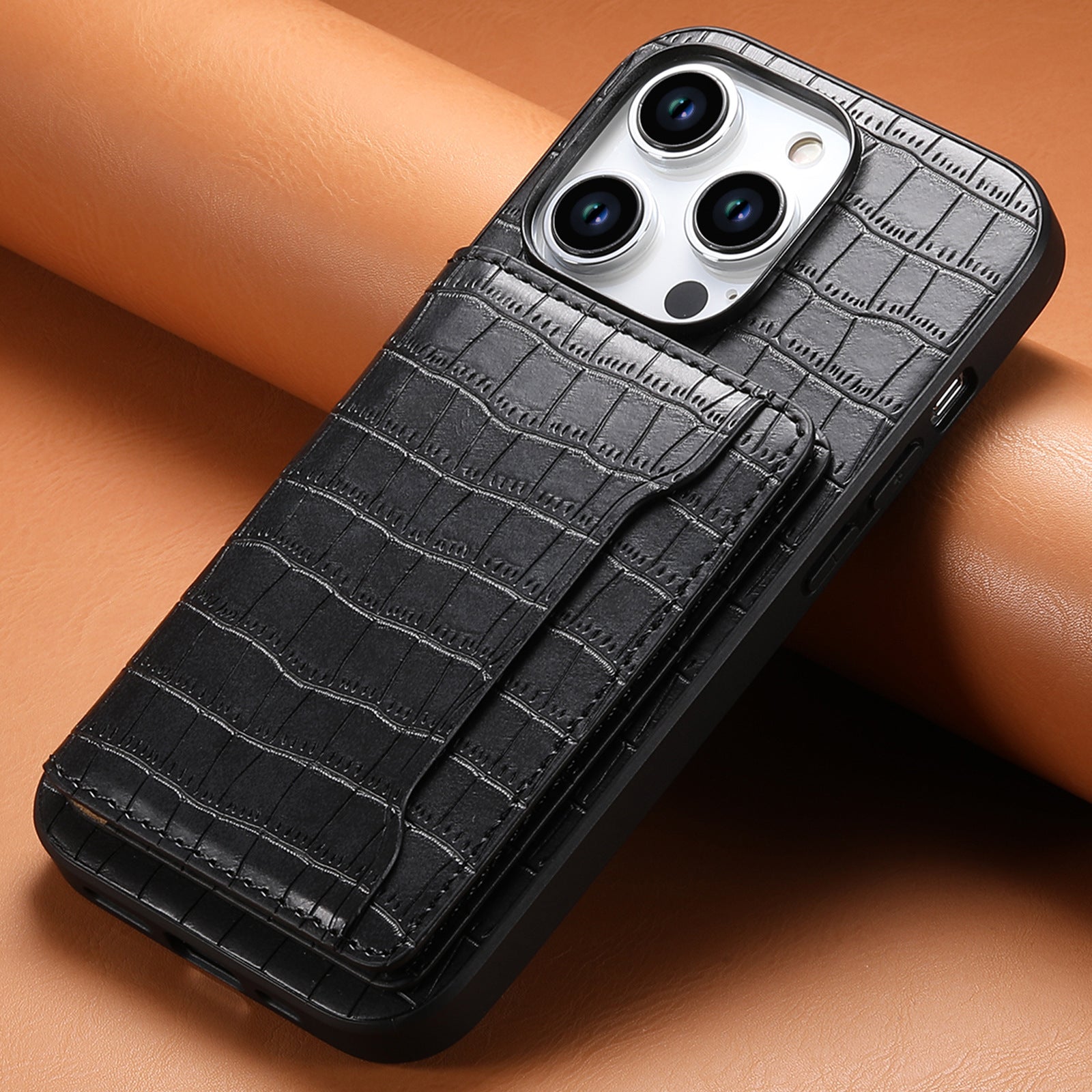 Étui de téléphone en cuir avec motif cartes