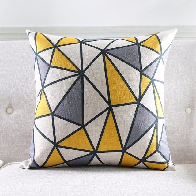 Coussin décoratif nordique à rayures géométriques en lin épais pour canapé