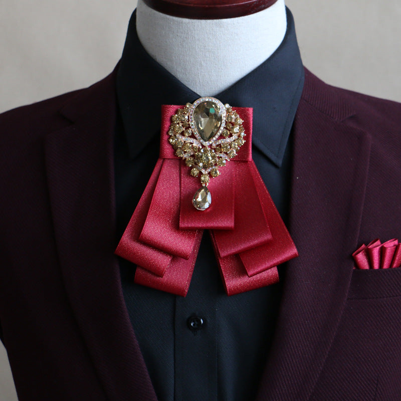 Men's Fashion Simple Diamond Bow Tie Set