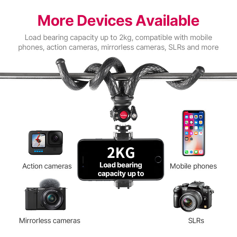 Ensemble trépied à pince pour téléphone portable Gimbal Black Octopus