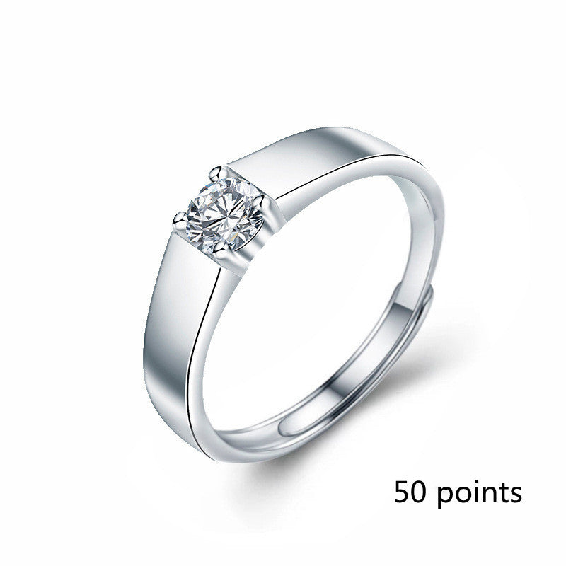 Bague pour homme en or blanc et moissanite en argent sterling