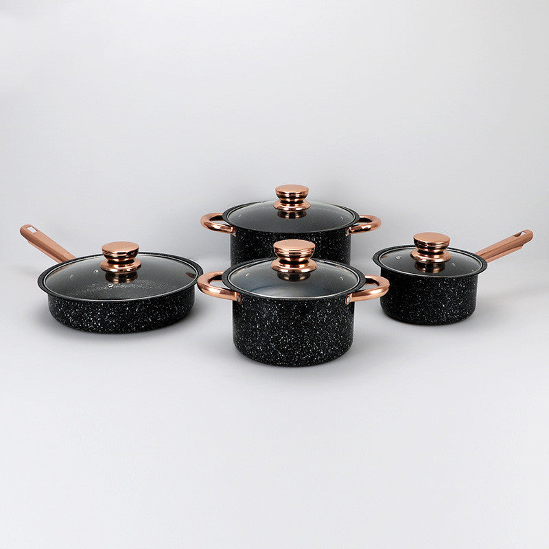 Ensemble de casseroles antiadhésives en pierre médicale ménagère
