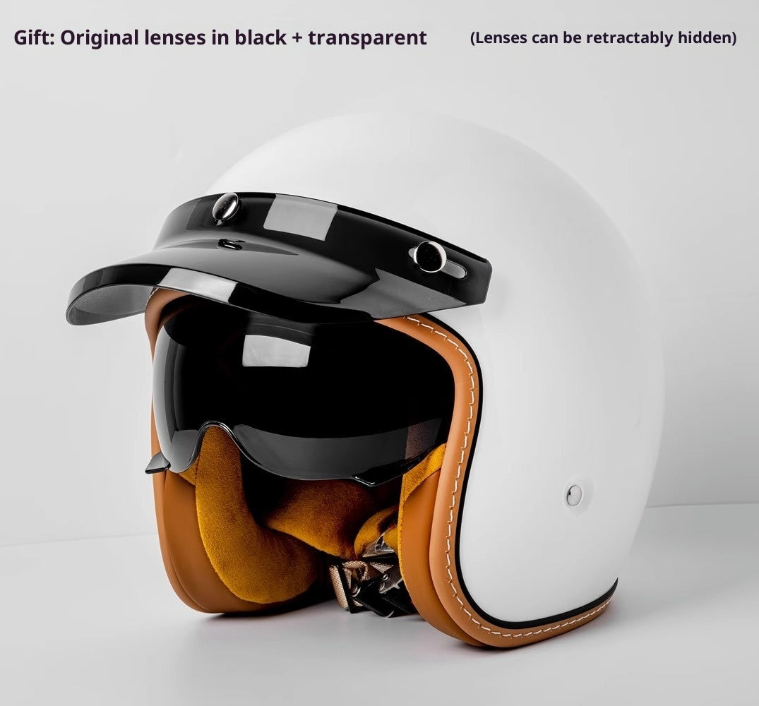 Casque de moto Casque de moto pour hommes et femmes avec lunettes intégrées pour voiture électrique
