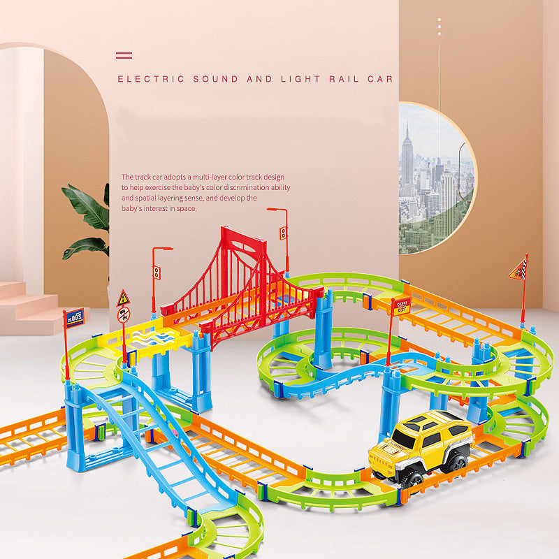Children's Assembled Rail Car Toy Electric DIY High-speed