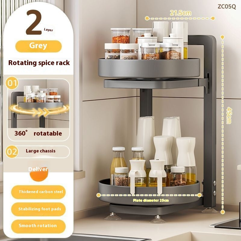 Étagère de rangement rotative multifonctionnelle pour condiments à poser sur le comptoir de cuisine