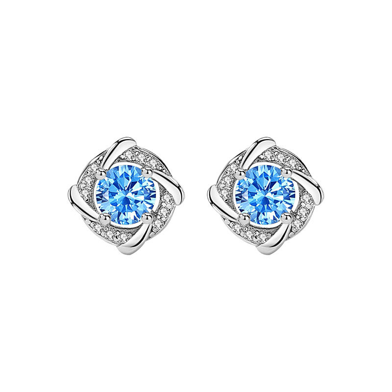 S999 Sterling Silver Small Windmill Stud Earrings Women
