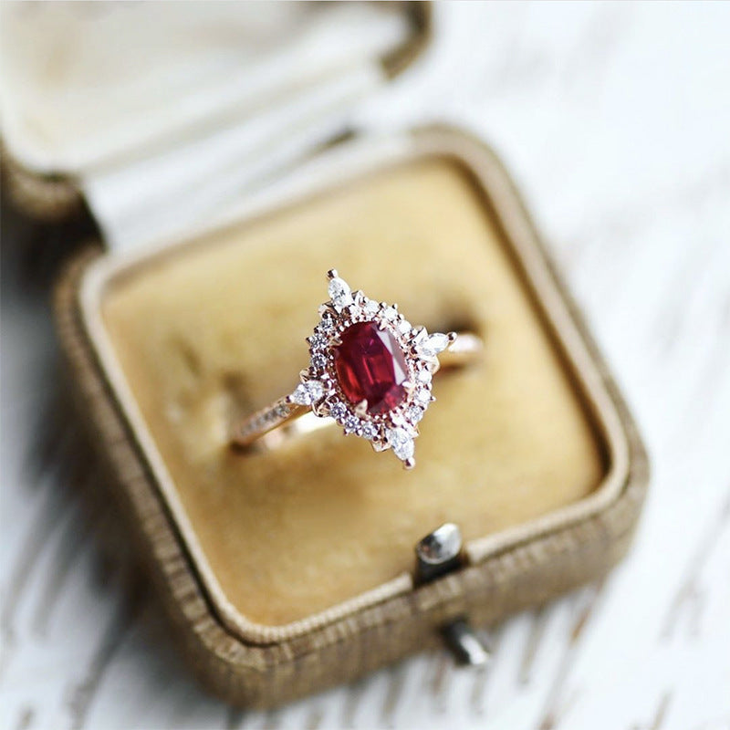 Natural Stone Retro Zircon Ring