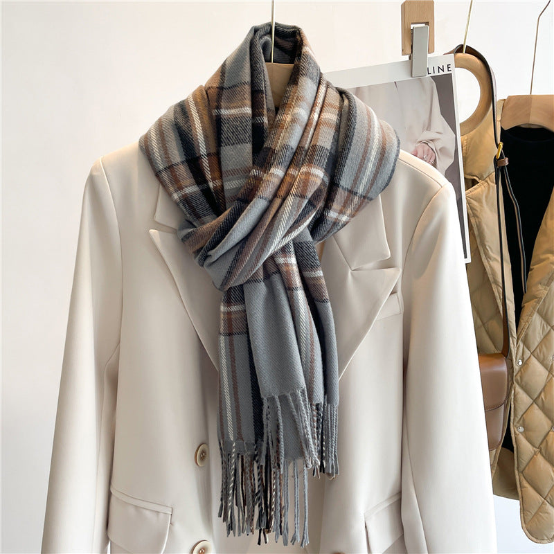 Écharpe en cachemire imitation cachemire, motif écossais, pour l'hiver, assortie à toutes les tenues.
