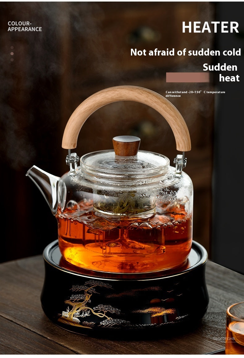Magnetic Suction Loop-handled Teapot Thick Borosilicate Heat-resistant Glass Cooking Teapot