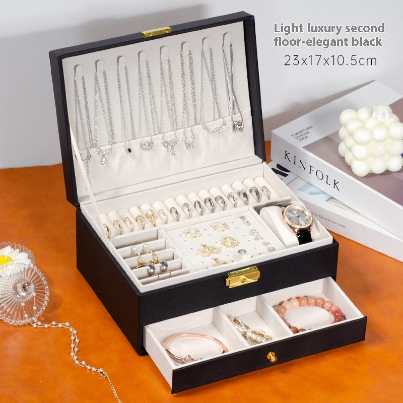 Boîte de rangement de bijoux Boîte à bijoux de luxe exquise pour colliers boucles d'oreilles or