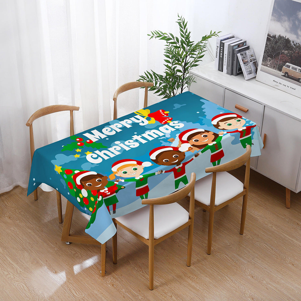 Printed Christmas Polyester Tablecloth Rectangular