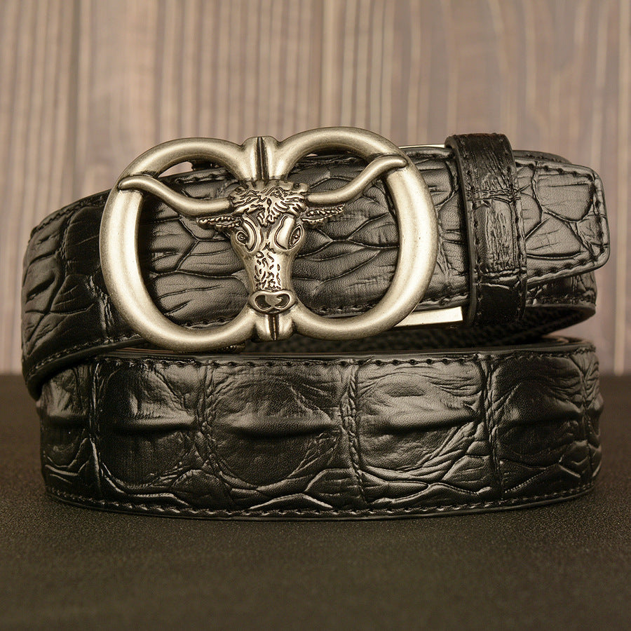 Ceinture en cuir double pour homme avec boucle automatique