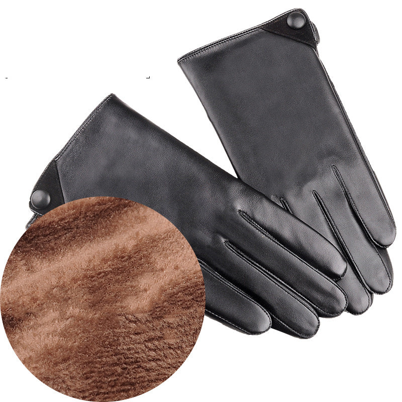 Leather Gloves Men's Winter Touch Screen Sheepskin
