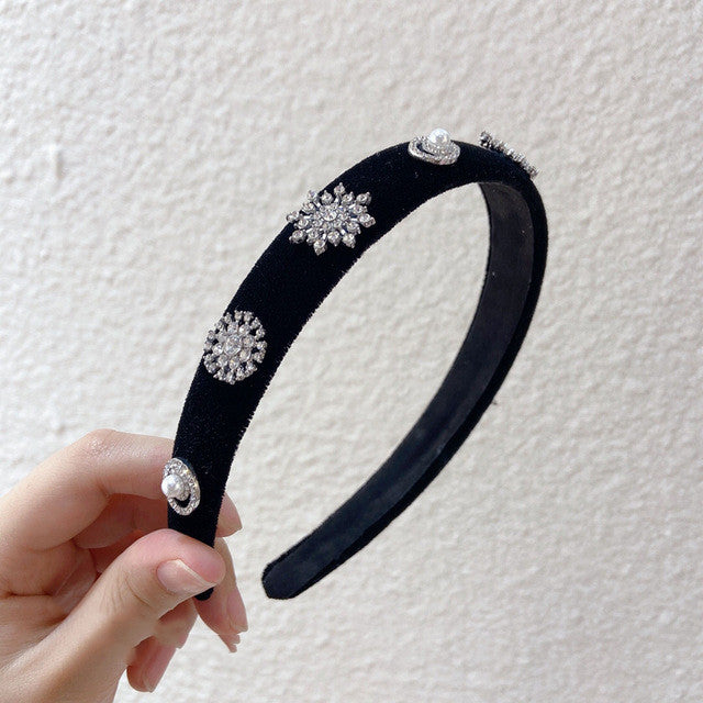 Baroque Vintage Palace Rhinestone Pearl Hair Accessories Metal Wild Out