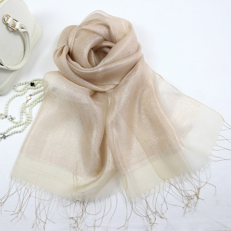 Foulard en Soie Élégant Double Couche de Soie pour Femme, Tendance et Haut de Gamme