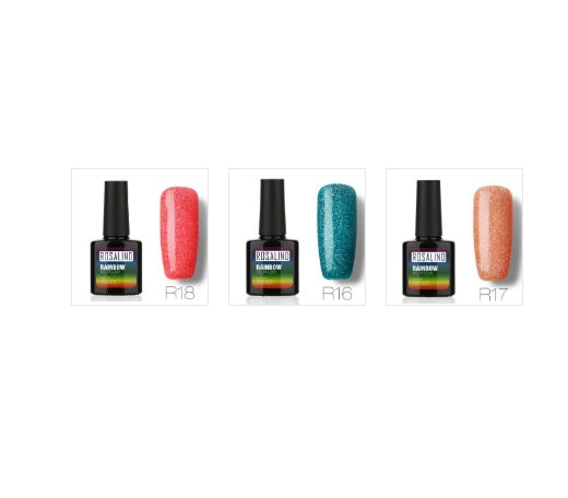 Sans clous, longue tenue, non toxique, vernis à ongles, colle de photothérapie ROSALIND, système arc-en-ciel étoilé.