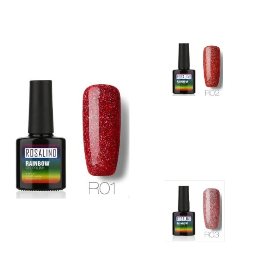Sans clous, longue tenue, non toxique, vernis à ongles, colle de photothérapie ROSALIND, système arc-en-ciel étoilé.