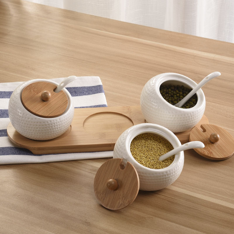 Pot à épices avec couvercle en bambou