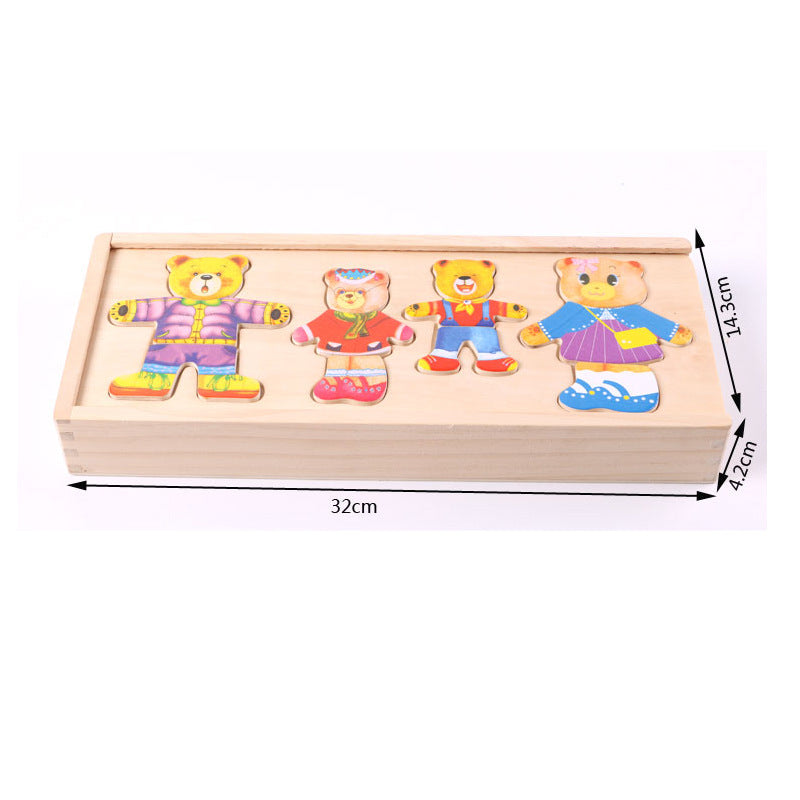 Baby puzzle blocks, bear dressing and matching toys