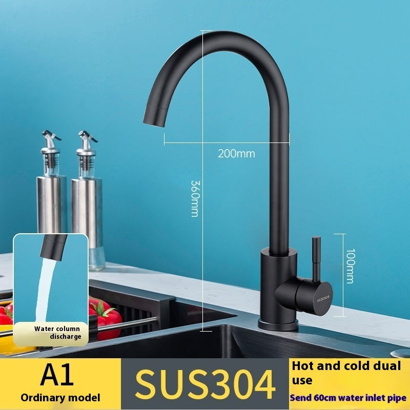 Black Rotatable Retractable Splash Proof Faucet