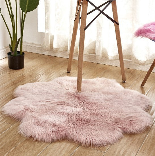 Tapis en Laine Artificielle, Forme Florale, en Peau de Mouton, Poilu, Faux Tapis, Coussin de Siège en Fourrure, Chaud, Tapetes, Tapis de Sol, Tapis Doux