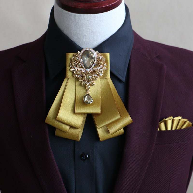 Men's Fashion Simple Diamond Bow Tie Set