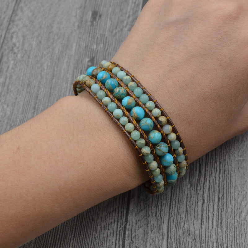 Bracelet multi-rangs en pierres naturelles