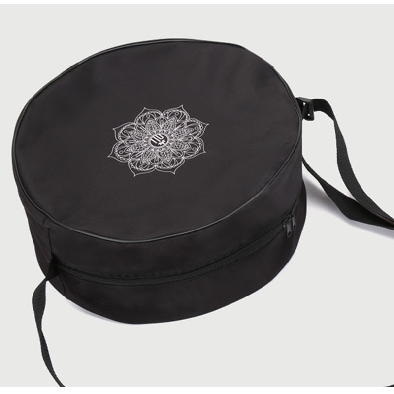 Yoga Wheel Bag Nylon Black Mandala Flower 3614cm Yoga Circle Bag Large Capacity Double Zipper Pilates Wheel Backpack Yoga Bag