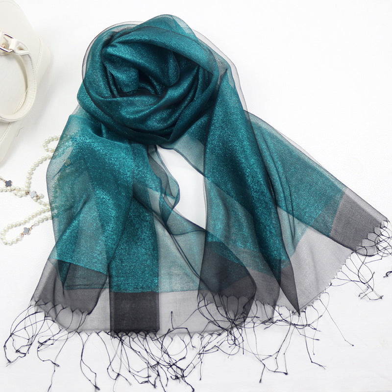 Foulard en Soie Élégant Double Couche de Soie pour Femme, Tendance et Haut de Gamme