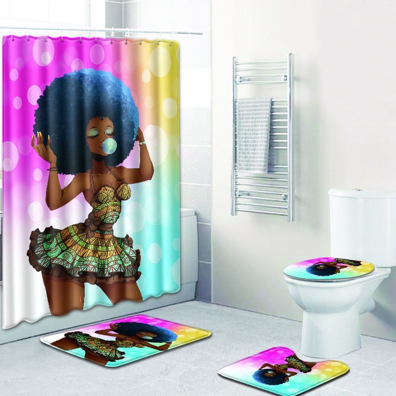 Ensemble tapis et rideau de douche