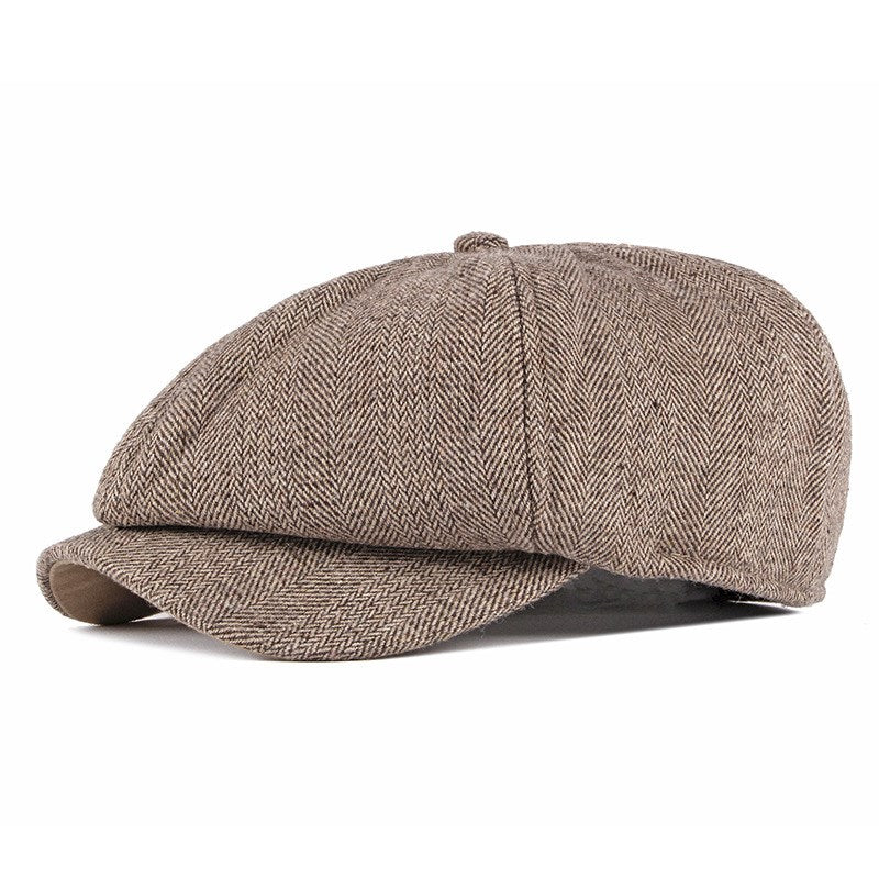 Vintage octagonal hat middle-aged and elderly warm cap