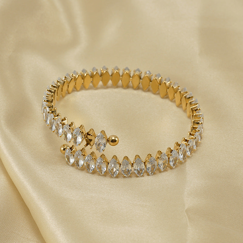Bracelet en Zircon Acier Inoxydable Mode 18 carats